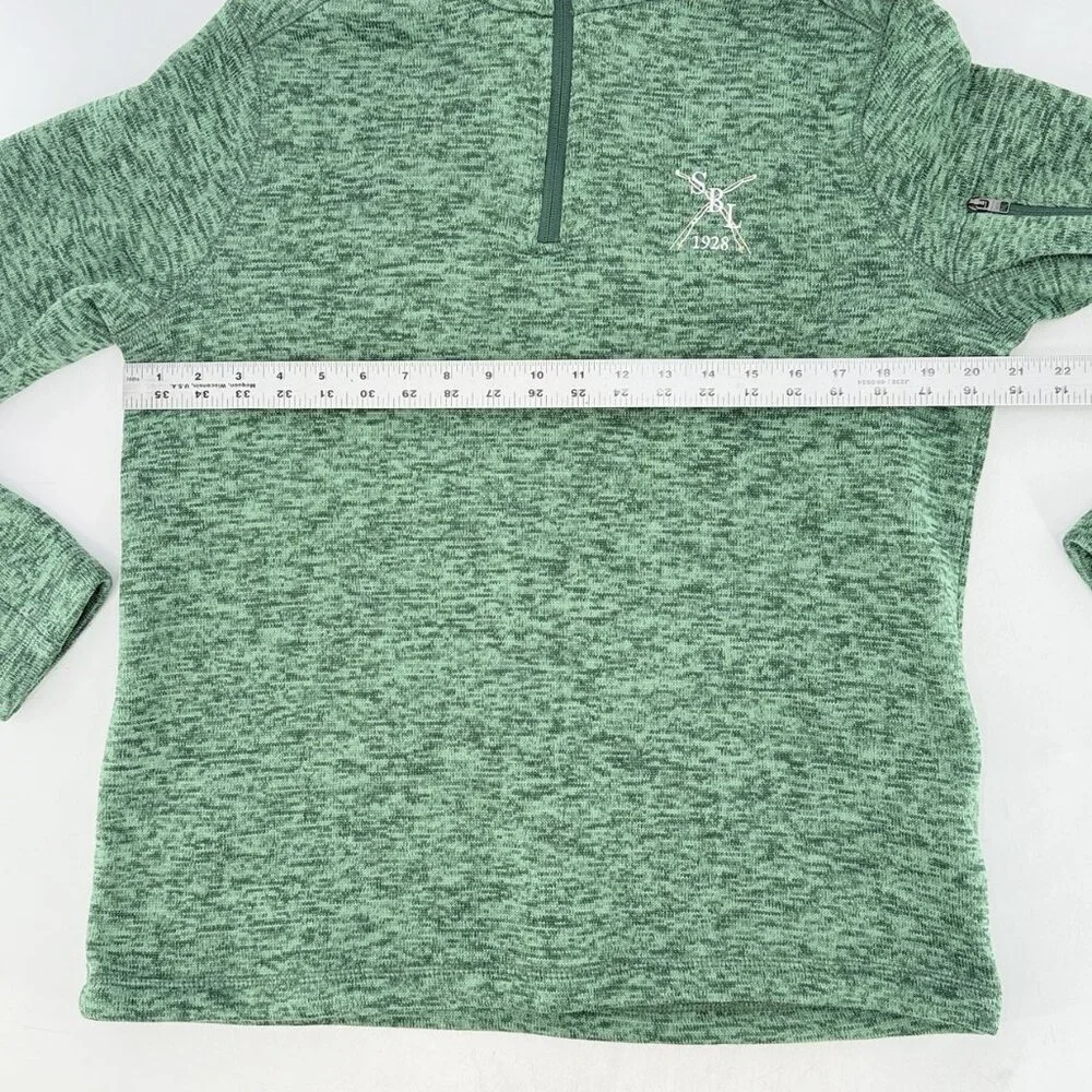 Lands' End Men's Green 1/4 Zip Fleece Pullover Sz M Zipper Arm, Logo Branded SBL